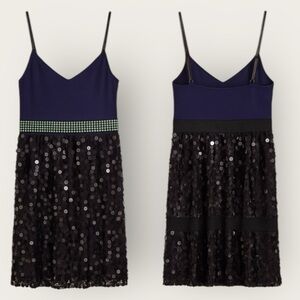 FREE PEOPLE Embellished Sequin Slip Dress – Midnight Blue – Size 6